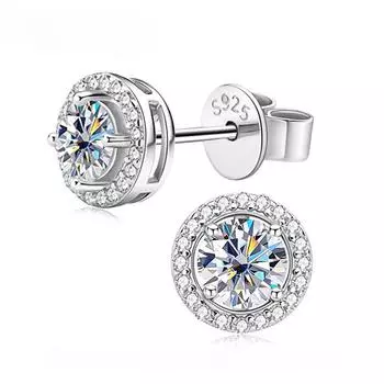 Женские серьги-гвоздики с настоящим муассанитом и полными камнями, женские серьги-гвоздики из стерлингового серебра с платиновым покрытием, блестящие лабораторные бриллианты, свадебные украшения 0.5ct белый