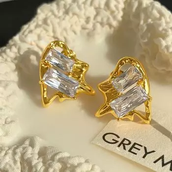 Женские серьги-гвоздики с нерегулярным сердечком и цирконием, новинка 2023, модные ювелирные изделия с цирконием