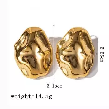 Женские серьги-гвоздики с нестандартной формой, покрытые золотом 18 карат — модный невыцветающий дизайн