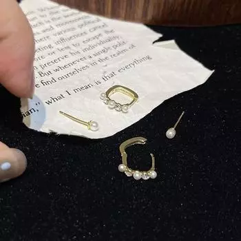 Женские серьги-гвоздики с пряжкой из циркония в стиле ретро «холодный ветер» с маленькими мини-жемчужинами, инкрустированные опаловыми серьгами