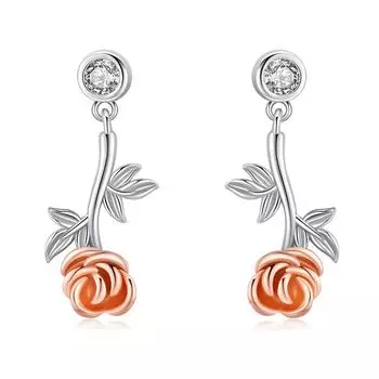 Женские серьги-гвоздики с розами