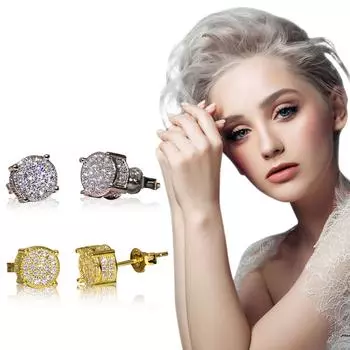Женские серьги-гвоздики с синтетическим бриллиантом, ювелирные изделия, свадебный подарок, серьги-гвоздики с цирконием для вечеринки One Size золотой