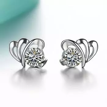 Женские серьги-гвоздики Simple Temperament, корейская версия, модные серьги-гвоздики в форме бабочки из циркония, женские посеребренные украшения