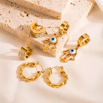 Женские серьги-гвоздики в форме сердца, креативный микронабор, цветной циркон, преувеличенные аксессуары, серьги OneSize золотой