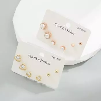 Женские серьги-гвоздики в форме сердца, креативный микронабор, цветной циркон, преувеличенные аксессуары, серьги OneSize