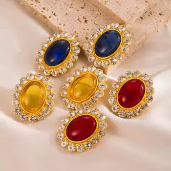 Женские серьги-гвоздики в стиле ретро, серьги-подвески из титанового стального сплава, акриловые кристаллы, круглые желеобразные глазури, геометрические украшения для ушей OneSize красный