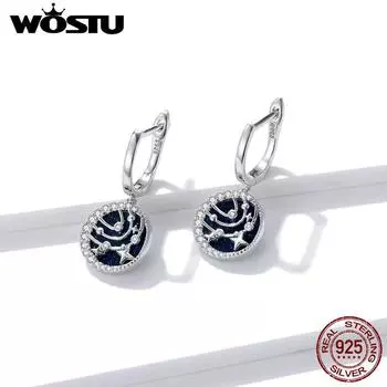 Женские серьги-гвоздики WOSTU из стерлингового серебра 925 пробы с цирконами, блестящие эффектные ювелирные изделия для помолвки в подарок 925 silver