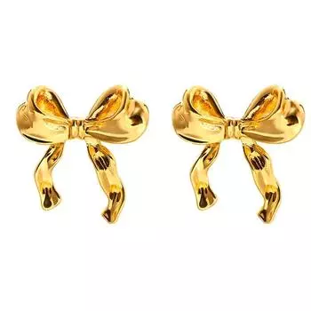 Женские серьги-гвоздики золотого цвета Aretes из нержавеющей стали с бантом и узлом, аксессуары, Рождественский подарок серебряный