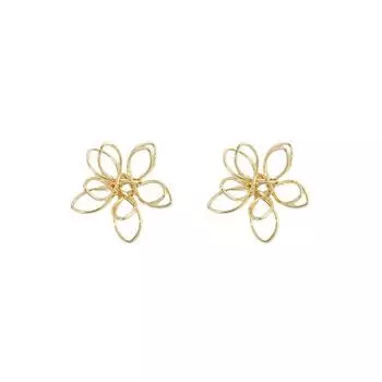 Женские серьги-гвоздики золотого цвета с цветком лотоса, маленькие серьги ручной работы с полыми цветами Brincos boucle d oreille
