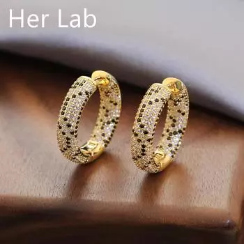 Женские серьги Her Lab с бриллиантами, леопардом и змеей, модные роскошные квадратные серьги с леопардовым цирконием, свадебные украшения, подарок