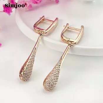Женские серьги и серьги-капли SIMJOO с цирконием, модные и простые серьги с кристаллами