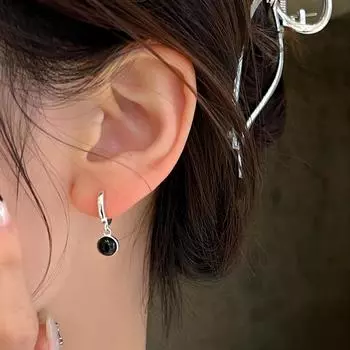Женские серьги-иглы из серебра 925 пробы с черным агатом, ретро, маленькие, с ароматом, с расширенным чувством, маленькие, изысканные, новые серьги 925 silver needle