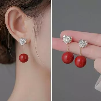 Женские серьги, инкрустированные стразами, легкие, роскошные, универсальные, прочные, компактные, нарядные красный