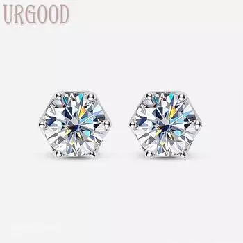 Женские серьги из чистого серебра S925 с муассанитом, серьги из платины 18 карат, изысканные свадебные украшения, 1 карат, цвет D 1CT-Zircon