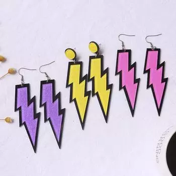 Женские серьги из кислотной акриловой смолы, висячие серьги с молниями, серьги-крючки розовый