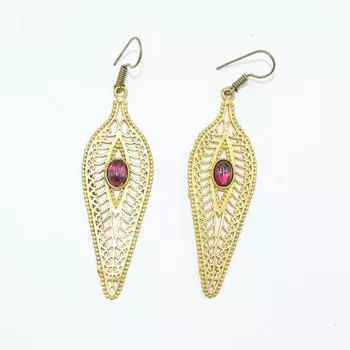 Женские серьги из латуни, позолоченные, украшения из кабошона из натуральных драгоценных камней, модные украшения, серьги ручной работы, серьги с гранатом SMG231 7.3x2 CM золотистый