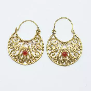 Женские серьги из латуни, позолоченные, ювелирные изделия с кабошоном из натуральных драгоценных камней, модные украшения, серьги ручной работы, серьги с гранатом SMG222 4.5x3 CM золотистый