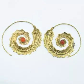 Женские серьги из латуни, позолоченные, ювелирные изделия с кабошоном из натуральных драгоценных камней, модные украшения, серьги ручной работы, серьги из сердолика 4.5x4.5 CM золотистый