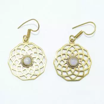 Женские серьги из латуни, позолоченные, ювелирные изделия с кабошоном из натуральных драгоценных камней, модные украшения, серьги ручной работы, серьги с лунным камнем 4.2x2.5 CM золотистый