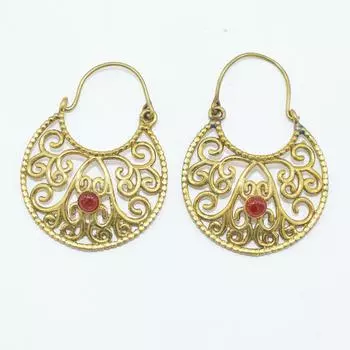 Женские серьги из латуни, позолоченные, ювелирные изделия с кабошоном из натуральных драгоценных камней, модные украшения, серьги ручной работы, серьги с гранатом 4x3 CM золотистый