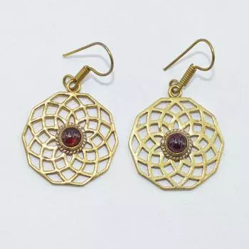 Женские серьги из латуни, позолоченные, ювелирные изделия с кабошоном из натуральных драгоценных камней, модные украшения, серьги ручной работы, серьги с гранатом SMG191 4.2x2.5 CM золотистый