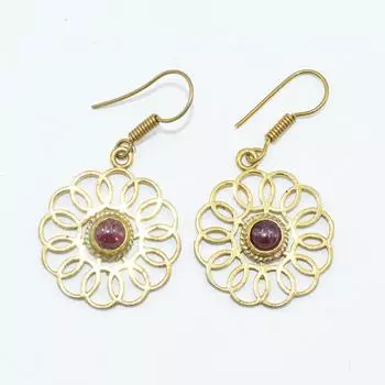 Женские серьги из латуни, позолоченные, ювелирные изделия с кабошоном из натуральных драгоценных камней, модные украшения, серьги ручной работы, серьги с аметистом 4.3x2.5 CM золотистый