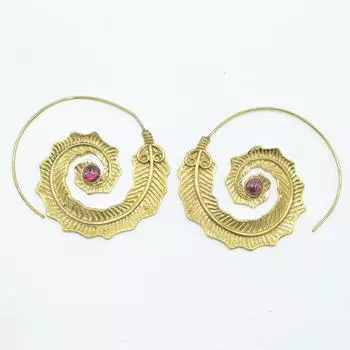 Женские серьги из латуни, позолоченные, ювелирные изделия с кабошоном из натуральных драгоценных камней, модные украшения, серьги ручной работы, серьги с гранатом SMG215 4.3x4.3 CM золотистый
