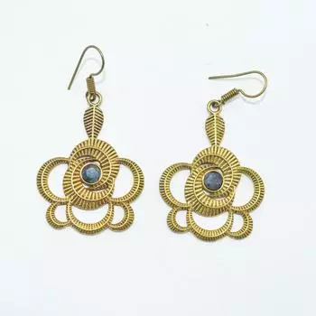 Женские серьги из латуни, позолоченные, ювелирные изделия с кабошоном из натуральных драгоценных камней, модные украшения, серьги ручной работы, серьги с кианитом 5.5x3 CM золотистый