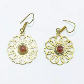 Женские серьги из латуни, позолоченные, ювелирные изделия с кабошоном из натуральных драгоценных камней, модные украшения, серьги ручной работы, серьги из сердолика 4.1x2.5 CM золотистый