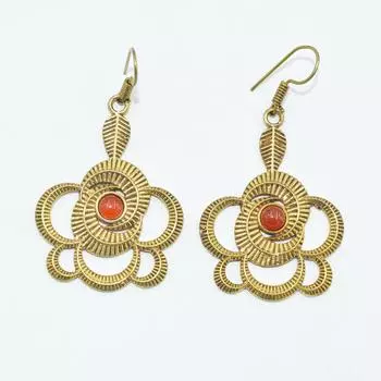 Женские серьги из латуни, позолоченные, ювелирные изделия с кабошоном из натуральных драгоценных камней, модные украшения, серьги ручной работы, серьги из сердолика 5.4x3 CM золотистый