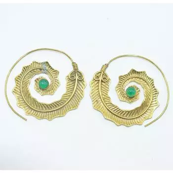 Женские серьги из латуни с позолотой, украшения из кабошона из натуральных драгоценных камней, модные украшения, серьги ручной работы, серьги из зеленого оникса SMG229 4.5x4.5 CM золотистый