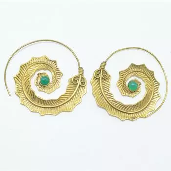 Женские серьги из латуни с позолотой, украшения из кабошона из натуральных драгоценных камней, модные украшения, серьги ручной работы, серьги из зеленого оникса 4.5x4.4 CM золотистый