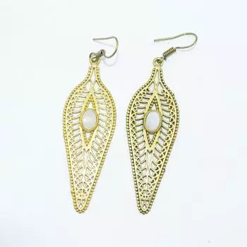 Женские серьги из латуни с позолотой, ювелирные изделия с кабошоном из натуральных драгоценных камней, модные украшения, серьги ручной работы, серьги с радужным лунным камнем 7.3x2 CM золотистый