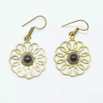 Женские серьги из латуни с позолотой, украшения из кабошона из натуральных драгоценных камней, модные украшения, серьги ручной работы, серьги из черного оникса SMG168 4.2x2.4 CM золотистый