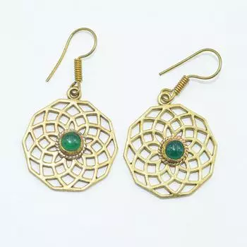 Женские серьги из латуни с позолотой, украшения из кабошона из натуральных драгоценных камней, модные украшения, серьги ручной работы, серьги из зеленого оникса 4.2x2.5 CM золотистый