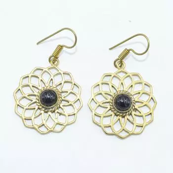 Женские серьги из латуни с позолотой, украшения из кабошона из натуральных драгоценных камней, модные украшения, серьги ручной работы, серьги из черного оникса SMG188 4.2x2.5 CM золотистый