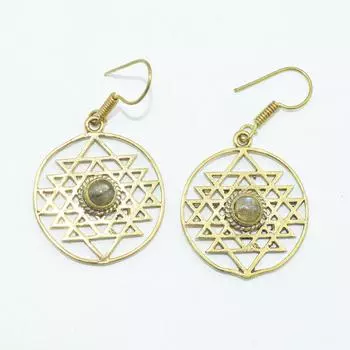 Женские серьги из латуни с позолотой, ювелирные изделия с кабошоном из натуральных драгоценных камней, модные украшения, серьги ручной работы, серьги с лабрадоритом 4.5x2.5 CM золотистый