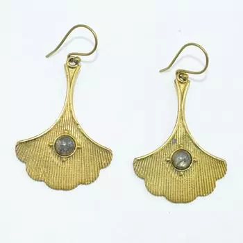 Женские серьги из латуни с позолотой, украшения из кабошона из натуральных драгоценных камней, модные украшения, серьги ручной работы, серьги с лабрадором SMG167 5.5x3 CM золотистый