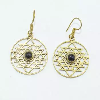 Женские серьги из латуни с позолотой, украшения из кабошона из натуральных драгоценных камней, модные украшения, серьги ручной работы, серьги из черного оникса 4.5x2.5 CM золотистый