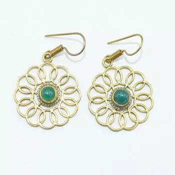 Женские серьги из латуни с позолотой, украшения из кабошона из натуральных драгоценных камней, модные украшения, серьги ручной работы, серьги из зеленого оникса SMG230 4.2x2.3 CM золотистый