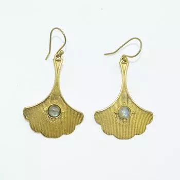 Женские серьги из латуни с позолотой, украшения из кабошона из натуральных драгоценных камней, модные украшения, серьги ручной работы, серьги с лабрадором SMG186 5.5x3 CM золотистый