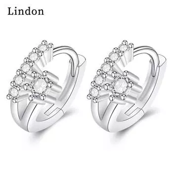 Женские серьги из медного сплава с цирконом Lindon - Серьги-подвески в подарок на свадебную вечеринку серебряный