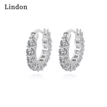 Женские серьги из медного сплава с цирконом Lindon - Серьги-подвески в подарок на свадебную вечеринку серебряный