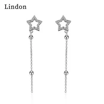 Женские серьги из медного сплава с цирконом Lindon - Серьги-подвески в подарок на свадебную вечеринку серебряный