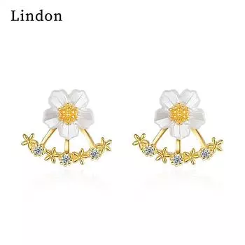 Женские серьги из медного сплава с цирконом Lindon - Серьги-подвески в подарок на свадебную вечеринку серебряный