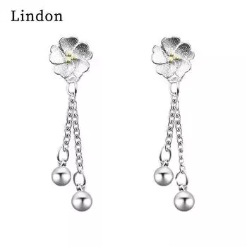 Женские серьги из медного сплава с цирконом Lindon - Серьги-подвески в подарок на свадебную вечеринку серебряный