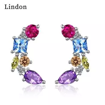 Женские серьги из медного сплава с цирконом Lindon - Серьги-подвески в подарок на свадебную вечеринку