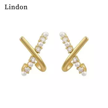 Женские серьги из медного сплава с цирконом Lindon - Серьги-подвески в подарок на свадебную вечеринку золотой