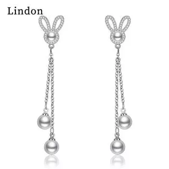 Женские серьги из медного сплава с цирконом Lindon - Серьги-подвески в подарок на свадебную вечеринку