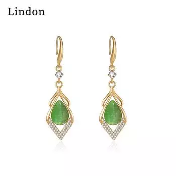 Женские серьги из медного сплава с цирконом Lindon - Серьги-подвески в подарок на свадебную вечеринку